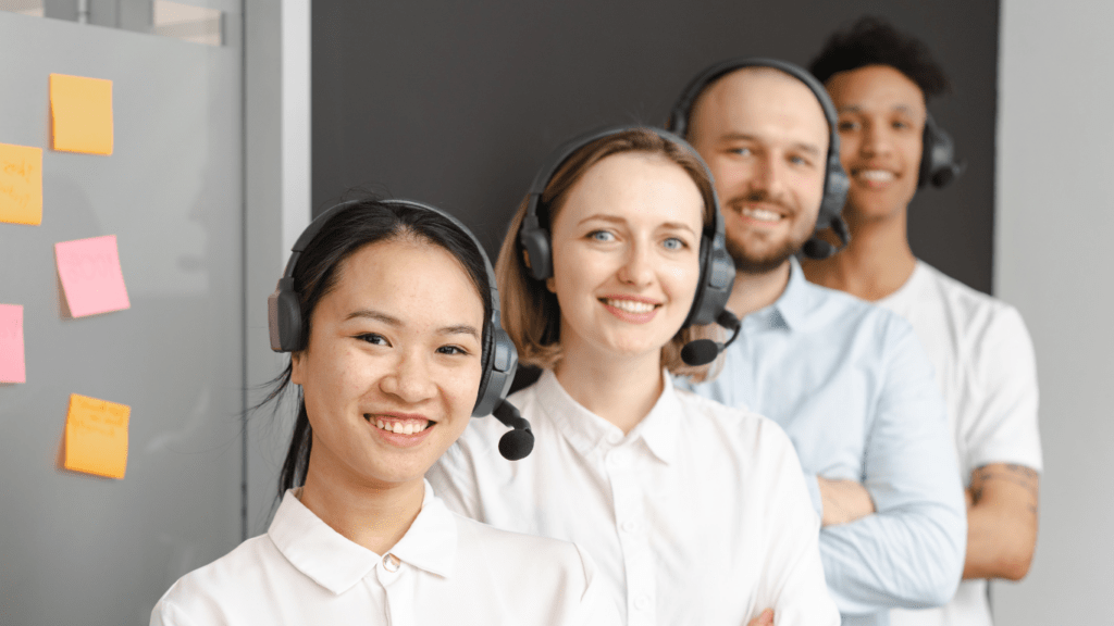 smiling call center agents