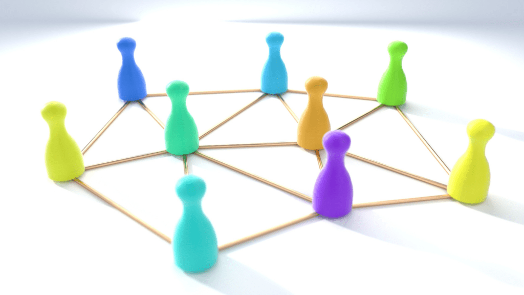 a group of colorful people are connected to each other